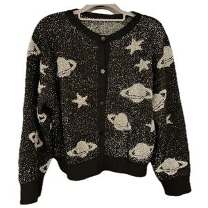 Black and Silver Sparkle Space/Planet  Cardigan